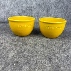 2 Chantal Livestrong Yellow Ceramic Ramekins 1.5 cup Oven Freezer Microwave Safe